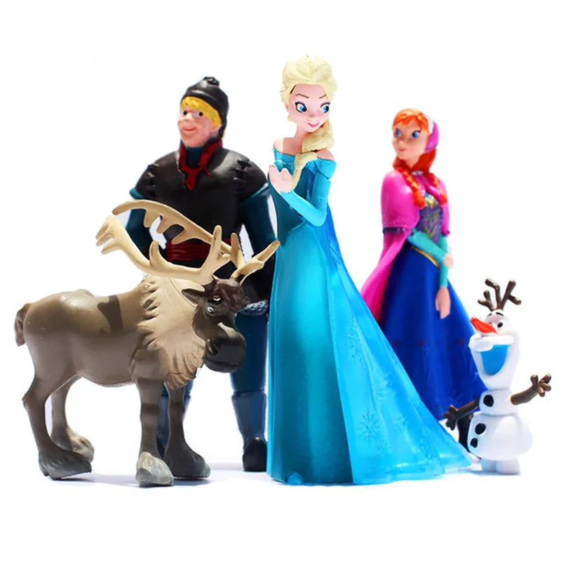 5pcs/Set Frozen The Snow Queen Princess Anna Elsa Action Figure Kristoff Sven Olaf PVC Model Dolls Collection Birthday Gift Toys
