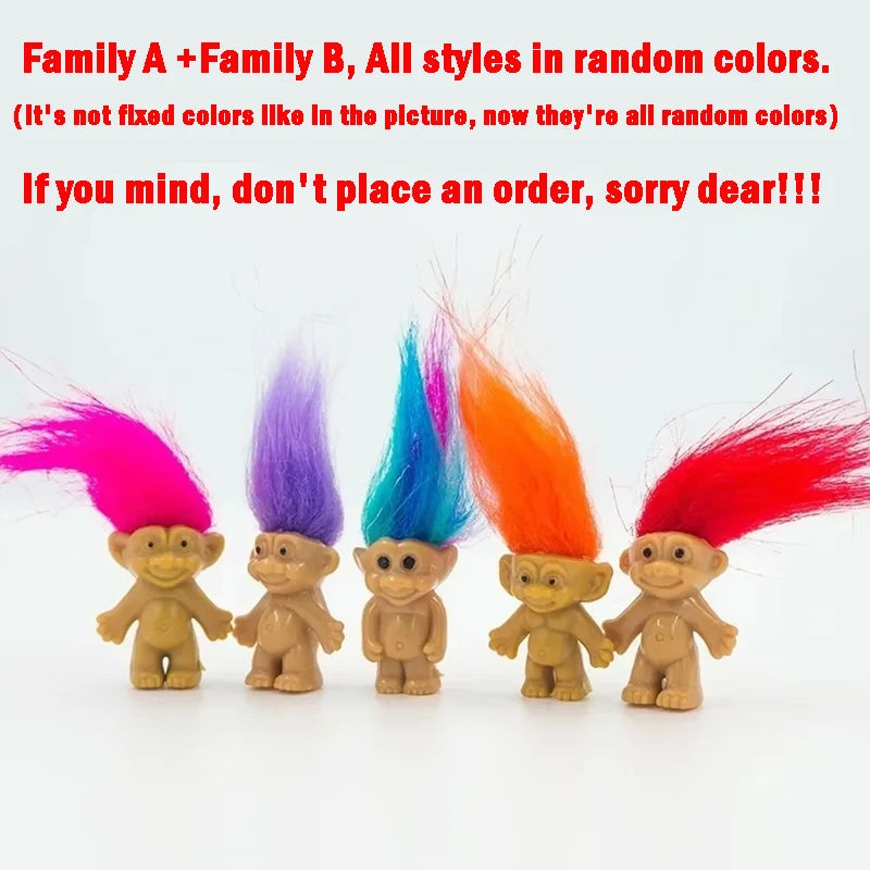 5Pcs/lot Funny Trolls Dolls Anime Action Figure Colorful Hair Family Members Models Kids Toys for Children Gift Nostalgic Adult