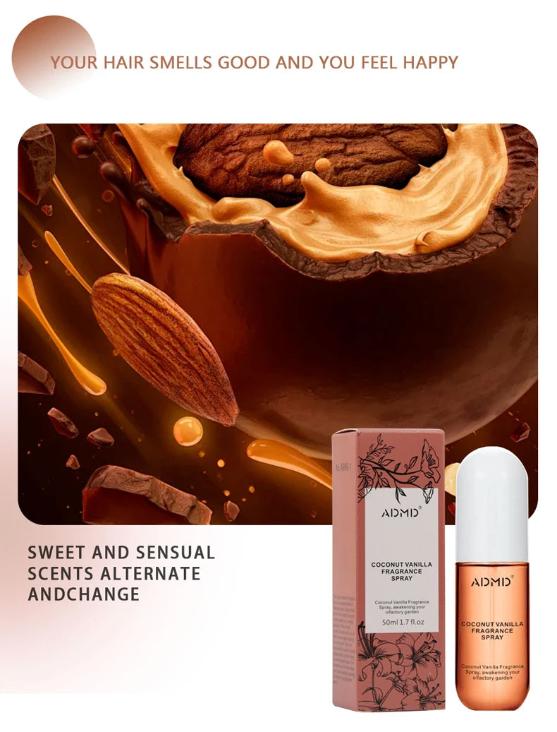 Set of 2 Coconut Perfume Sprays – Dual-Use Hair & Body Freshener with Long-Lasting Aroma, Compact & Travel-Ready Fragrance Spray