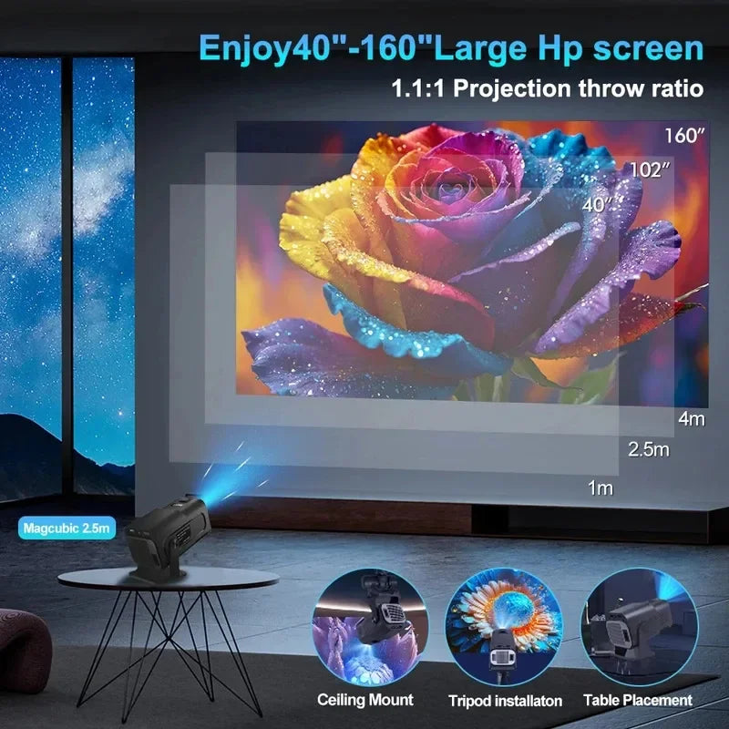 SMART CINEMA 4K: Mini Projetor Portatil com ANDROID INTEGRADO ( 130 POLEGADAS)